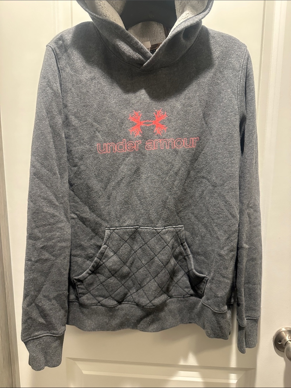 Under Armour Gray Hoodie with Pink Logo Embroidery